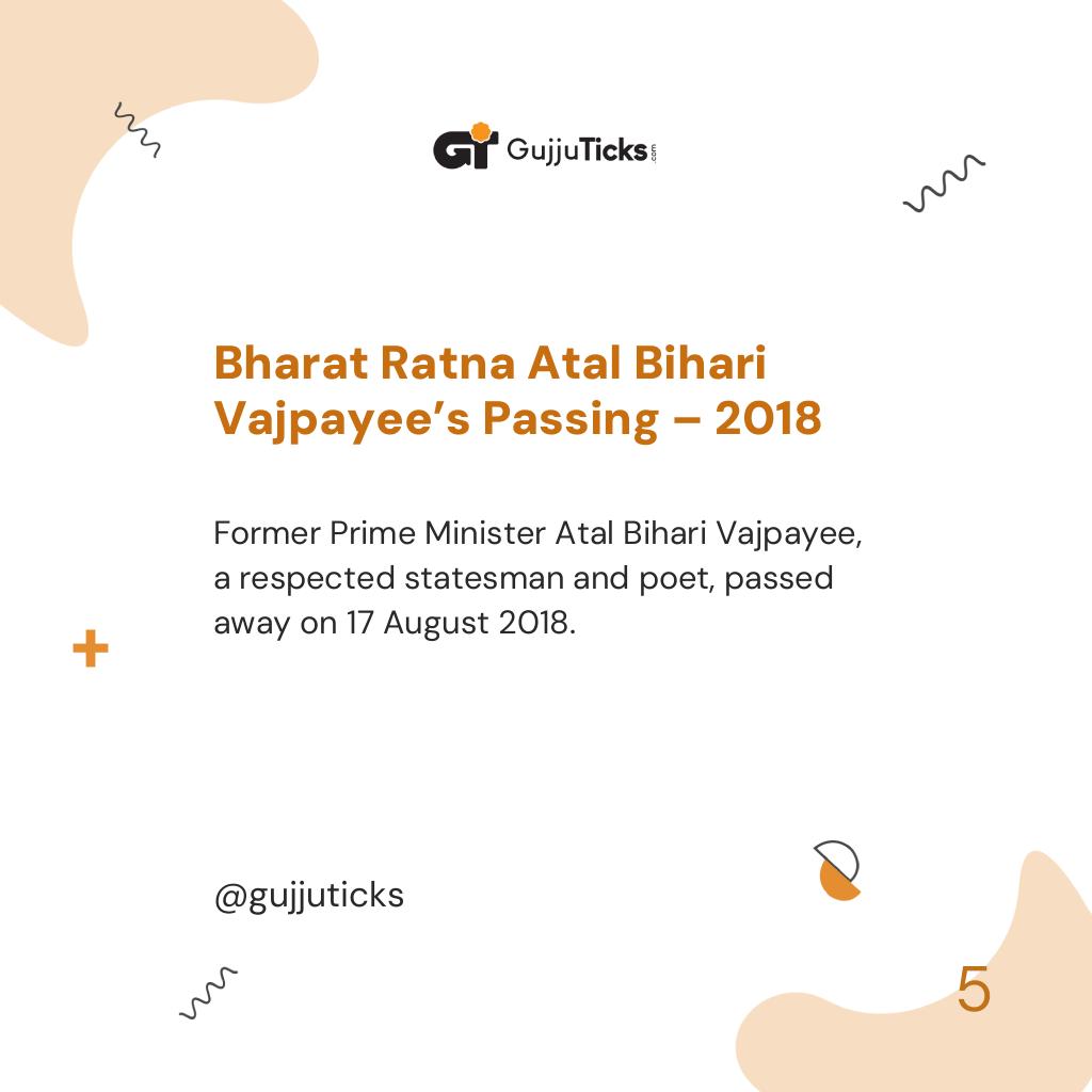 Bharat Ratna Atal Bihari Vajpayee’s Passing – 2018