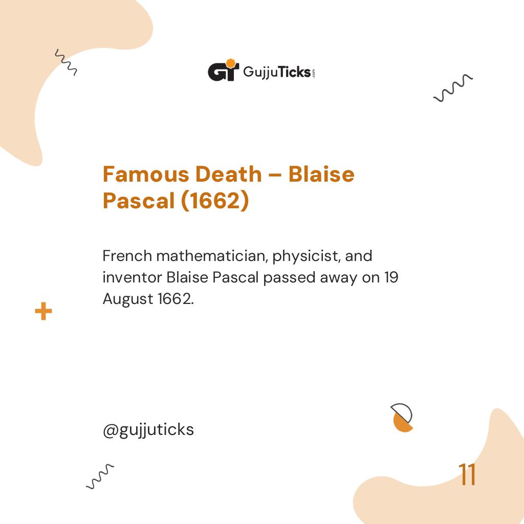 Famous Death – Blaise Pascal (1662)