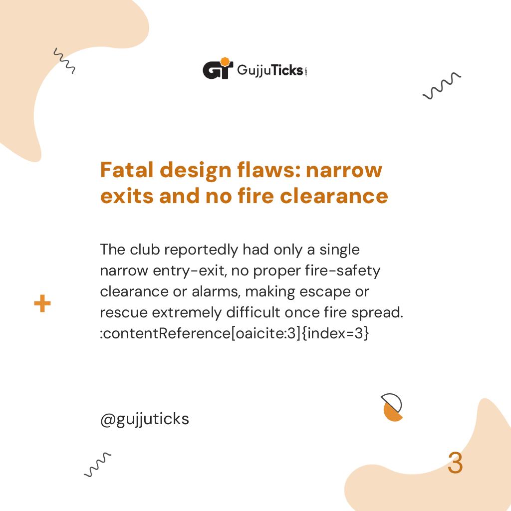 Fatal design flaws: narrow exits and no fire clearance
