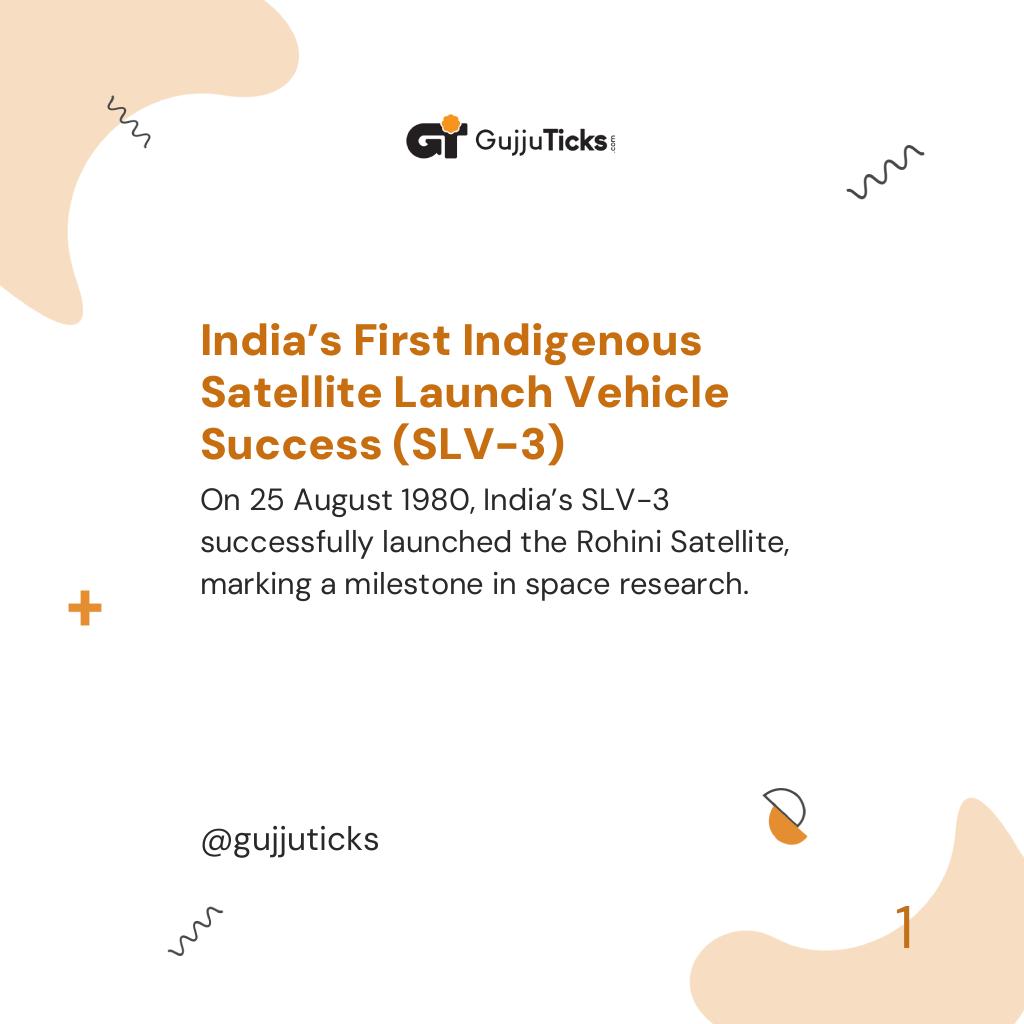 India’s First Indigenous Satellite Launch Vehicle Success (SLV-3)